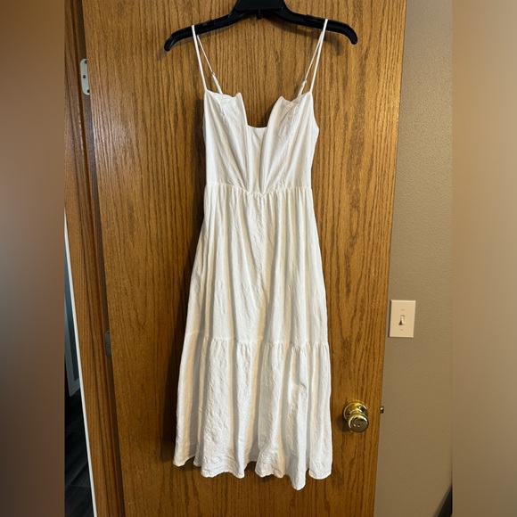 Lulus Simplicity And Sweetness White Sleeveless Tiered Midi Dress - Size S - Picture 3 of 3